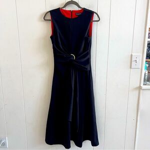 NWT Halston Fit &. Flare Black Midi Dress